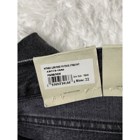 Agolde Jeans Size 32 Black 90s Low Rise Vintage Straight Paradox Button Fly Crop - Picture 10 of 16